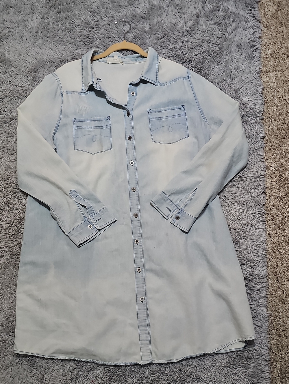 Light Blue Denim Button-Up Dress Or Duster